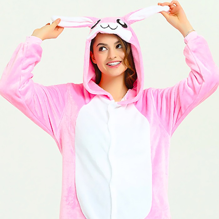토끼 동물잠옷 핑크토끼 커플 사계절 파자마파티 캐릭터잠옷 할로윈 코스튬 코스프레 캐릭터 가족 수면잠옷