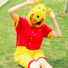 반팔동물잠옷 -곰돌이푸우 푸 SIZE(S M L XL) 남여공용 커플 캐릭터잠옷 여름 면 파자마파티 동물옷