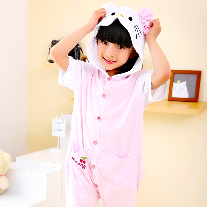 반팔동물잠옷 -핑크고양이 SIZE(90 100 110) 어린이 아동 유아 파자마파티 코스튬 코스프레 동물옷 초등학생 여름 남여공용 아이 캐릭터잠옷