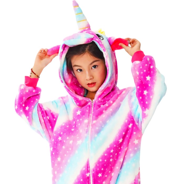 [지퍼형] 스타 유니콘 동물잠옷 캐릭터 어린이 아동 키즈 유아 아이 초등학생 사계절 파자마 파티 이벤트 행사 코스튬 코스프레 수면 잠옷 의상